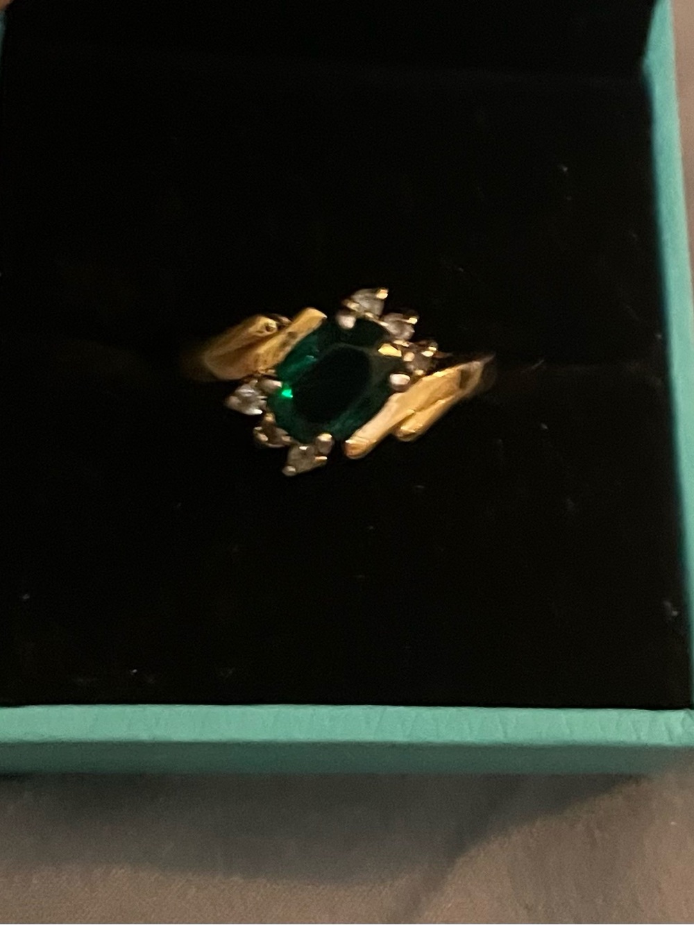 Vintage Estate Oval Lab Created Emerald Ring